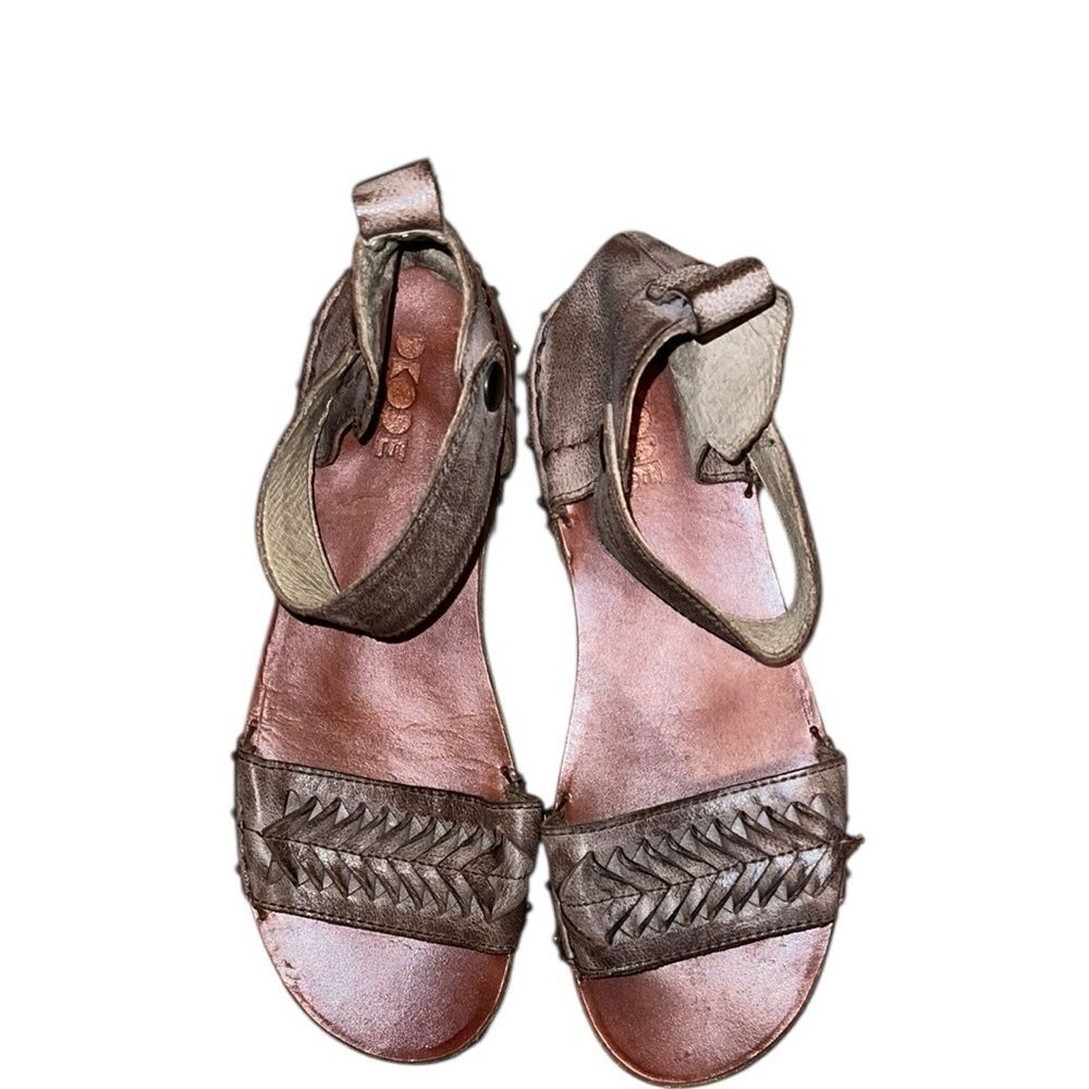 DKode Brown Leather Sandals with Ankle Strap 39
